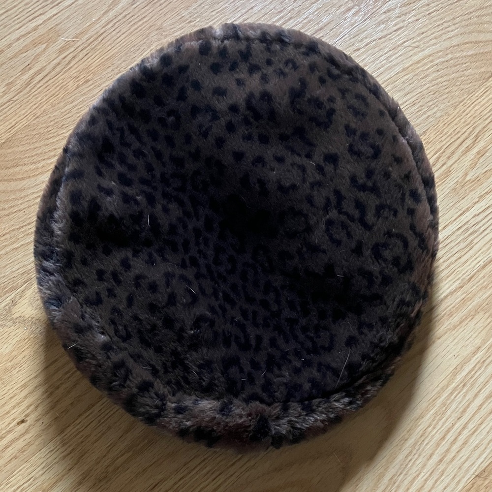 Leopard Print Faux Fur Beret